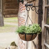 1x Zwarte hangpot haken metaal met krul - 25 x 20 cm - Muurpothangers voor plantenbakken/bloembakken - Tuin/muur decoraties