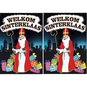 2x Deurposter Welkom Sinterklaas A1 formaat - Etalage wanddecoratie posters 59 x 84 cm