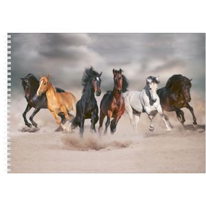 Bellatio Decorations Schetsboek/tekenboek - A4 - paarden print