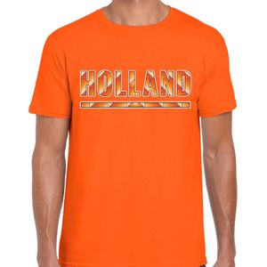 Oranje / Holland supporter t-shirt oranje voor heren - Nederlands elftal fan shirt / kleding - Koningsdag outfit