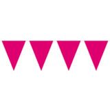 Witte/Roze feest punt vlaggetjes pakket - 60 meter - slingers / vlaggenlijn