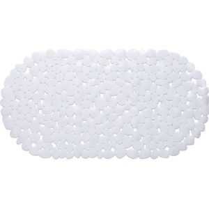 Witte anti-slip badmat 68 x 35 cm ovaal - Badkuip mat - Schimmelbestendig - Anti-slip grip mat voor douche/bad