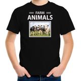 Dieren foto t-shirt Koe - zwart - kinderen - farm animals - cadeau shirt Kudde koeien liefhebber - kinderkleding / kleding