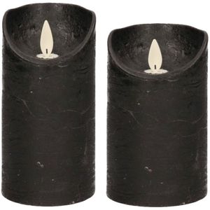Set van 2x stuks Zwarte Led kaarsen met bewegende vlam - 12.5 en 15 cm - Sfeer stompkaarsen voor binnen