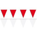 Witte/Rode feest punt vlaggetjes pakket - 120 meter - slingers/ vlaggenlijn