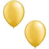 100x stuks Ballonnen metallic goud 30 cm - Feestartikelen versiering gouden bruiloft/huwelijk