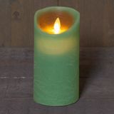 2x Jade groene LED kaarsen / stompkaarsen 10 cm - Luxe kaarsen op batterijen met bewegende vlam