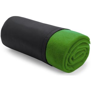 Set van 3x stuks warme Polar Fleece deken/plaid groen 120 x 150 cm - Woondekens/banddekens - Incl. opberghoes