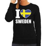 I love Sweden supporter sweater / trui voor dames - zwart - Zweden landen truien - Zweedse fan kleding dames