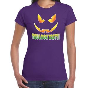 Halloween You look tasty verkleed t-shirt paars voor dames - horror shirt / kleding / kostuum