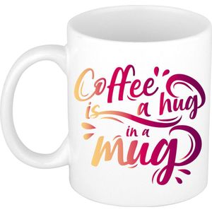 Coffee hug in a mug cadeau mok / beker wit - koffiemok voor liefhebber
