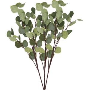 DK Design Kunstbloem Eucalyptus tak Real Touch - 3x - 90 cm - groen - losse steel - Kunst zijdebloemen
