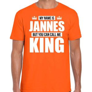 Naam cadeau My name is Jannes - but you can call me King t-shirt oranje heren - Cadeau shirt o.a verjaardag/ Koningsdag