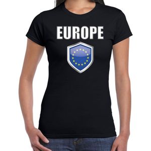 Europa landen t-shirt zwart dames - Europese landen shirt / kleding - EK / WK / Olympische spelen Europe outfit