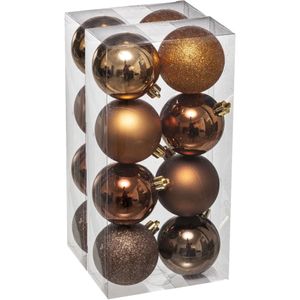 Atmosphera kerstballen - 24x stuks - brons - kunststof - 7 cm