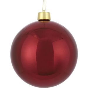 1x Grote kunststof kerstbal donkerrood 25 cm - Groot formaat rode kerstballen