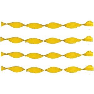 4x Crepe papier slingers 6 meter geel - feestslingers