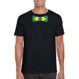 Zwart t-shirt met Braziliaanse vlag strikje heren - Brazilie supporter