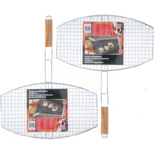 3x stuks barbecue braadrooster ovaal 45 x 25 cm - Grill rooster - BBQ accessoires en toebehoren