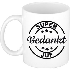 Super bedankt juf mok/beker wit 300 ml - Cadeau mok