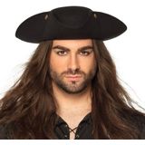 Boland Carnaval verkleed hoed voor een Piraat - zwart - polyester - heren/dames