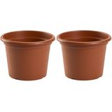 4x stuks bloempot terra cotta rond diameter 30 cm - Bloemen/plantenbak/plantenpot van kunststof