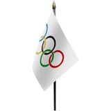 Olympische Spelen mini vlaggetje op stok 10 x 15 cm - Olympische spelen/feestartikelen