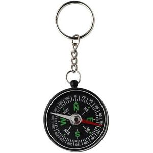 30x Sleutelhangers met zwart kompas 4 cm - Voordelige uitdeel cadeautjes/geschenken