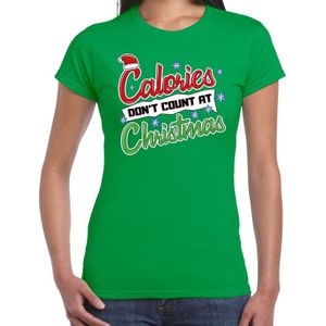 Fout kerstshirt / t-shirt - Calories dont count at Christmas - groen voor dames - kerstkleding / christmas outfit