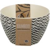 8x Bamboe schaaltjes/kommetjes zwart/wit 14 cm zigzag print - Maison Bleu - Milieuvriendelijk servies - Snacks/toetjes serveren - Schaaltjes/kommetjes van hout - Keukenbenodigdheden