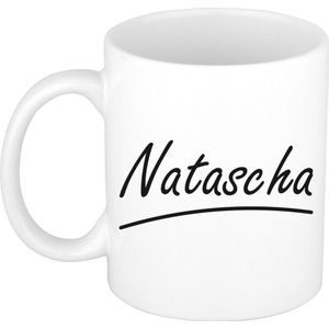Natascha naam cadeau mok / beker sierlijke letters - Cadeau collega/ moederdag/ verjaardag of persoonlijke voornaam mok werknemers