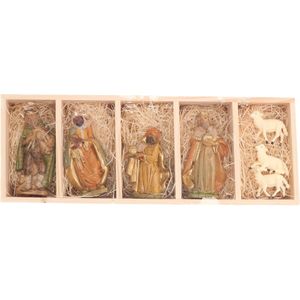Kerststal/kerstbeelden van de 3 koningen, herder en schapen 12 cm - Religieuze kerstbeelden / kerststallen figuren