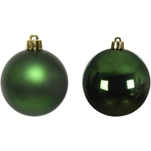 Decoris kleine Kerstballen - 16ST - donkergroen - 4 cm - kunststof - kerstversiering