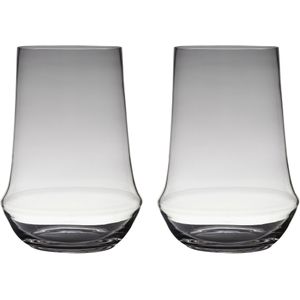 Set van 2x stuks transparante luxe grote stijlvolle vaas/vazen van glas 35 x 25 cm - Bloemen/boeketten vaas voor binnen gebruik