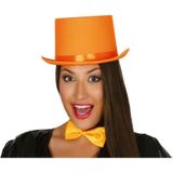 Carnaval verkleedset hoed en stropdas - oranje - volwassenen/unisex - feestkleding accessoires