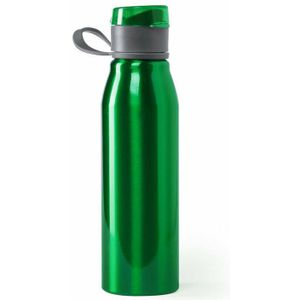 Aluminium waterfles/drinkfles/bidon/sportfles kleur metallic groen - met schroefdop - 700 ml