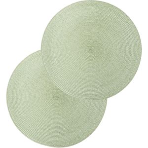 Set van 12x stuks placemats salie groen - gevlochten kunststof - 38 cm - Onderleggers