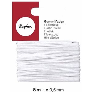 Wit hobby band elastiek op rol van 5 meter - breedte 0,6 mm - Zelf kleding/mondkapjes maken