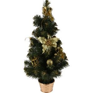 Kunstboom/kunst kerstboom met kerstversiering 60 cm - Kunst kerstboompjes/kunstboompjes - Kerstversiering