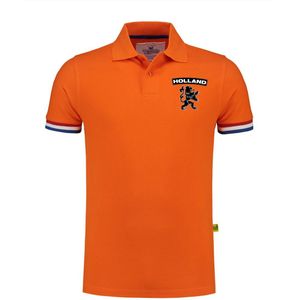 Luxe grote maten Holland supporter poloshirt - 200 grams katoen - heren - oranje - leeuw op borst - Nederland fan / EK / WK
