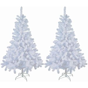 2x stuks kunst kerstbomen/kunstbomen wit 90 cm - Kunst kerstbomen / kunstbomen