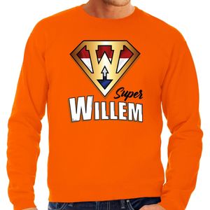 Koningsdag sweater super Willem - oranje - heren - koningsdag outfit / kleding