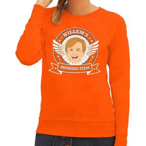 Koningsdag Willem drinking team sweater / trui oranje dames - Koningsdag kleding