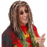 Rasta/Hippie/Sixties carnaval verkleed dames pruik bruin met blond