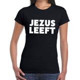 Jezus leeft tekst t-shirt zwart dames - dames fun shirt