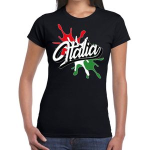 Italia/Italie landen t-shirt spetter zwart voor dames - supporter/landen kleding ItaliÃÂ«