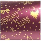 Pakket van 6x Rollen Kerst inpakpapier/cadeaupapier goud rood en zwart met print 2,5 x 0,7 meter - Kerst cadeautjes inpakken