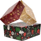 Pakket van 6x Rollen Kerst inpakpapier/cadeaupapier goud rood en zwart met print 2,5 x 0,7 meter - Kerst cadeautjes inpakken