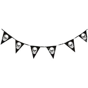 Horror schedel/doodshoofd vlaggenlijn/slinger 360 cm Halloween decoratie - Horror themafeest versiering