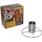 Kiprooster/kippengrill voor de barbecue/BBQ/oven RVS 20 cm - Met digitale vleesthermometer / braadthermometer RVS 17 cm
